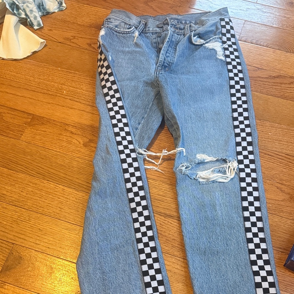 Carmar Blue Jeans with Checkered Stripe